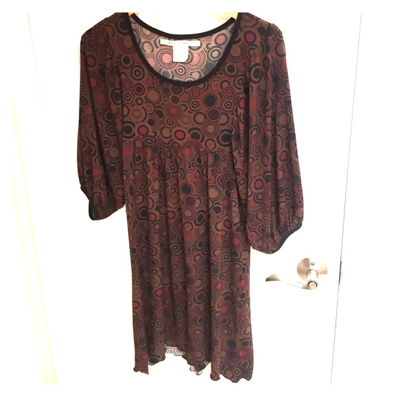 Max studio geometric black maroon dress. - Picture 1 of 5