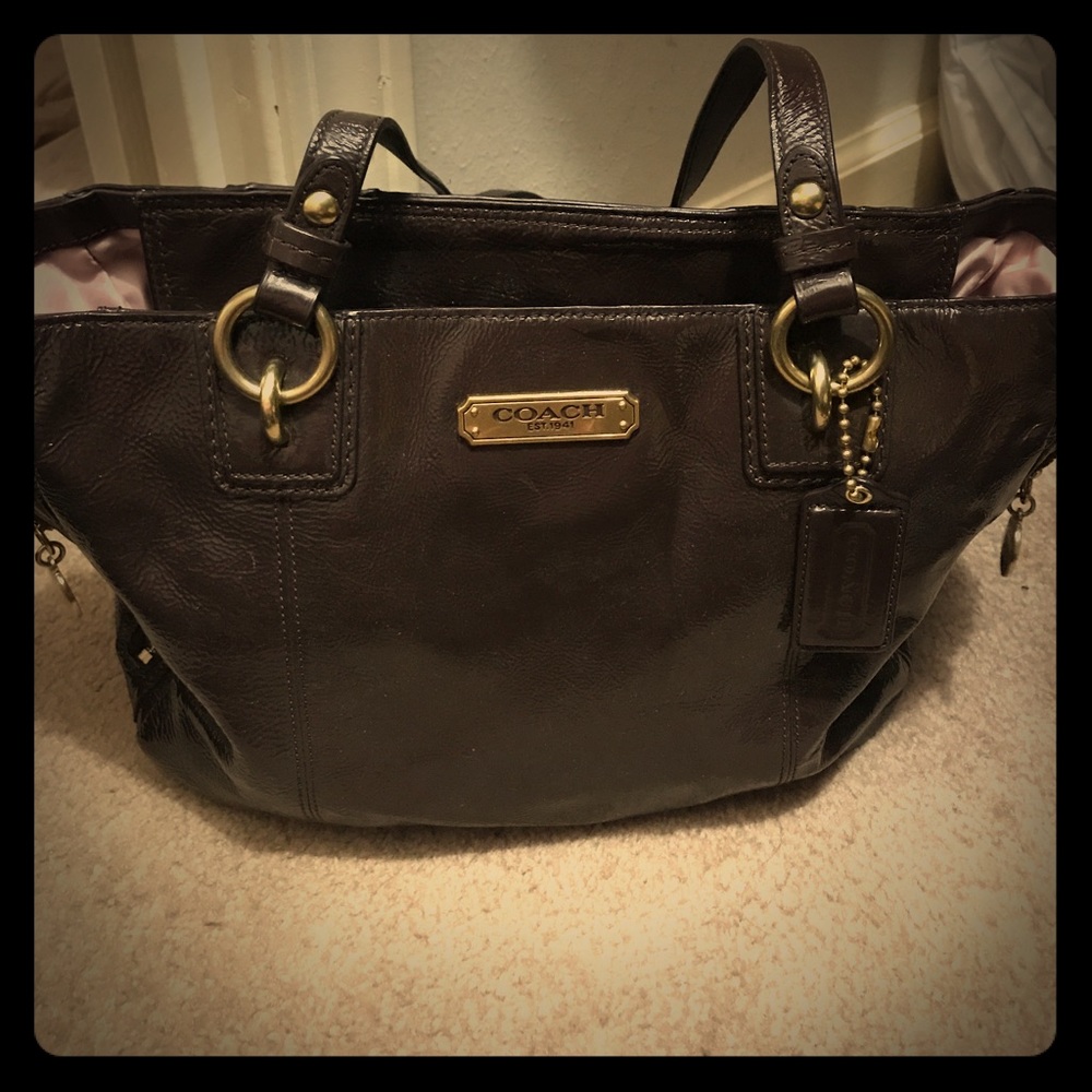 Dark brown leather Coach bag
