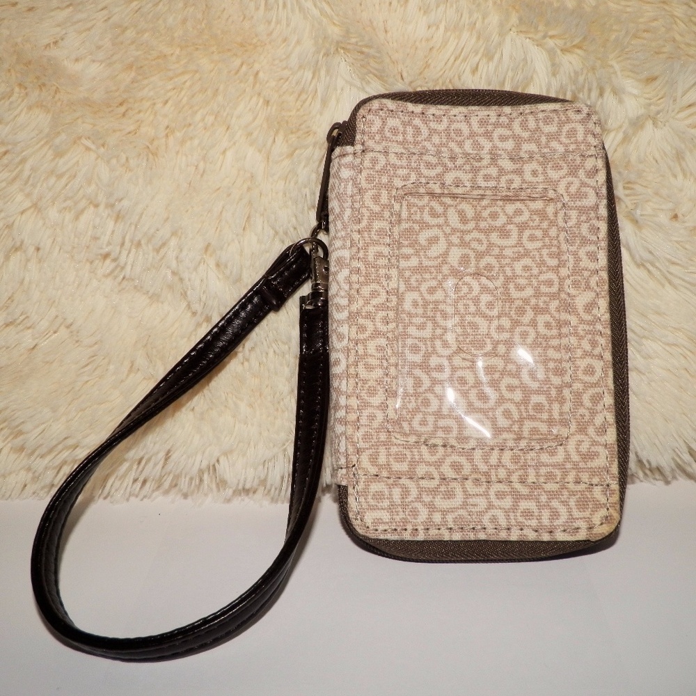 Thirty-One Brown, Tan & White Wristlet