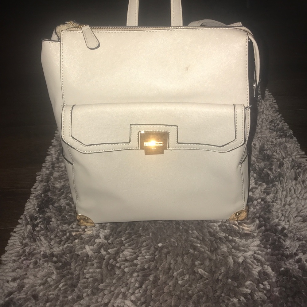 White and gold backpack