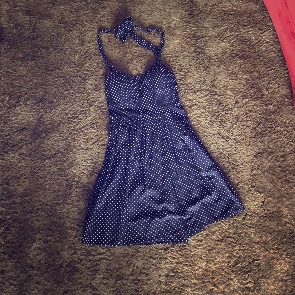 Cute, Navy Blue, Polka-Dot Halter top dress❤️✨