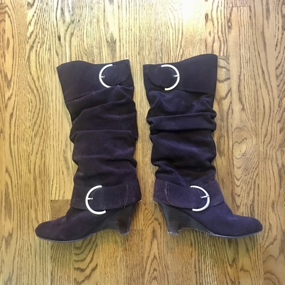 Naughty Monkey Chocolate Suede Wedge Boots - Picture 1 of 2