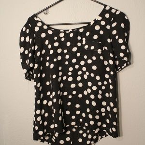 Polka dot top with zip back