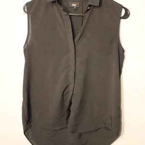 Black semi-sheer sleeveless blouse