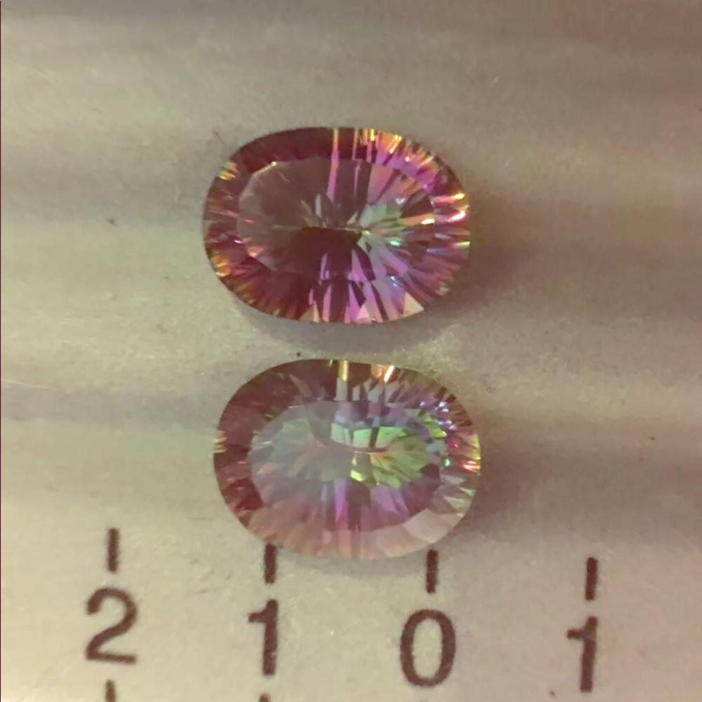Natural Oval Shape Mystic Topaz Gems matched pair