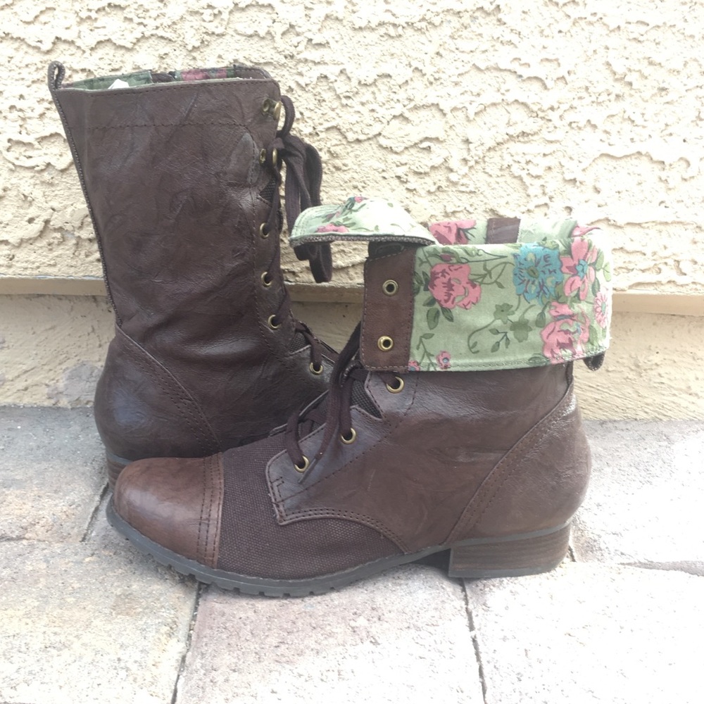 BC Footwear Distressed Combat Boots Worn Once 🥀