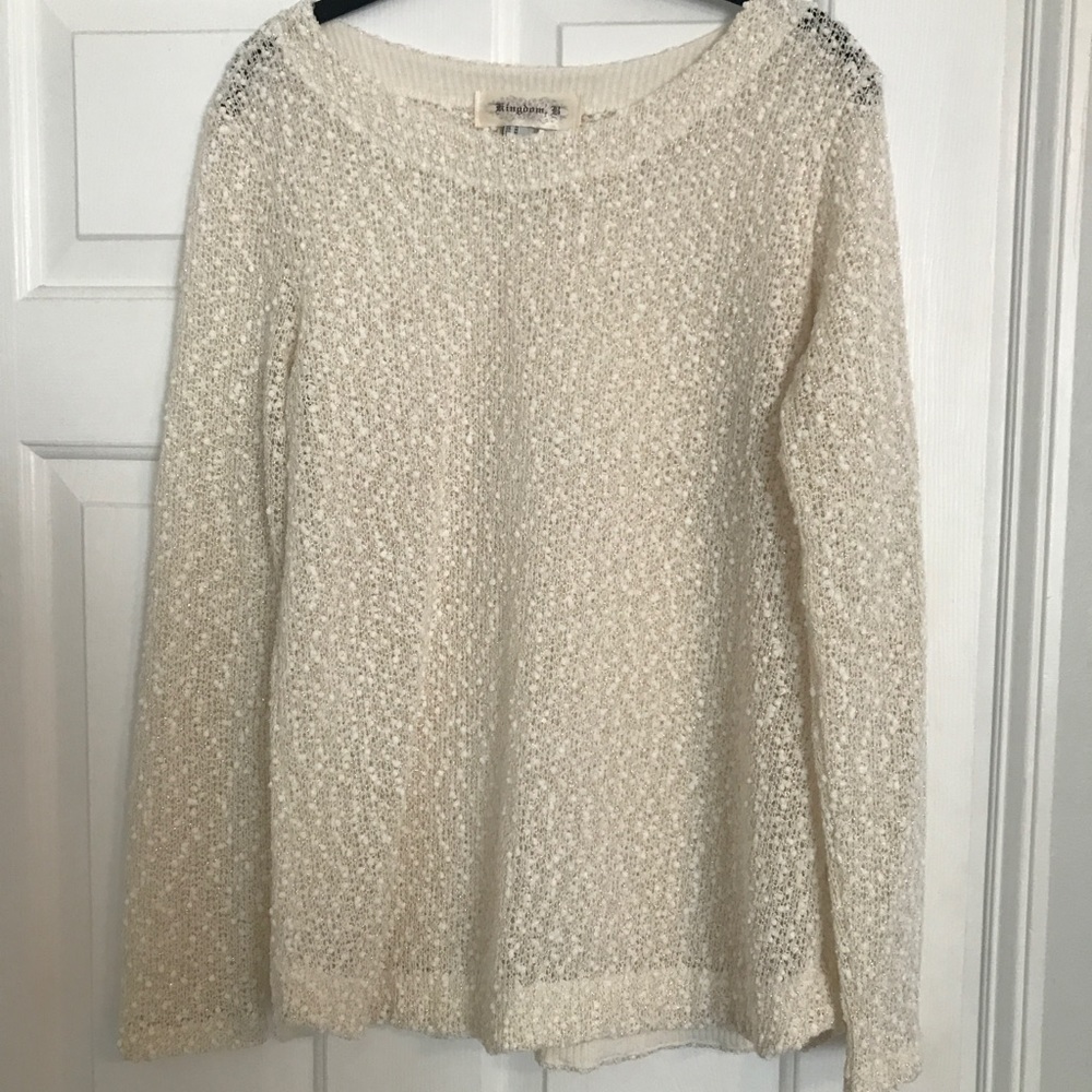 Sheer cream with gold sweater