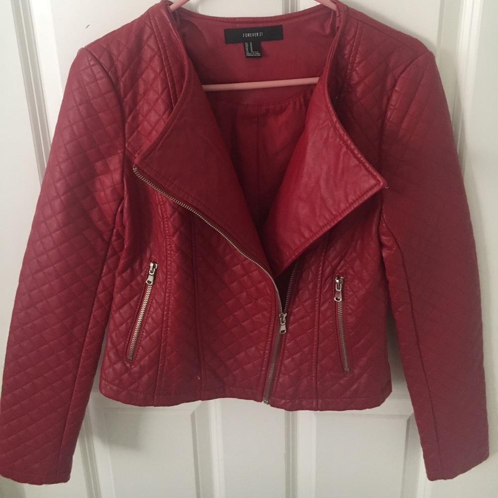 super cute red leather jacket!!