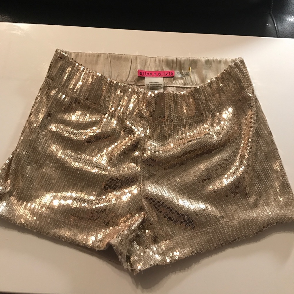 Alice + Olivia gold sequin shorts