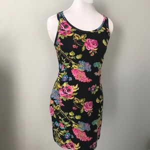 Black and Floral Mini Dress - Small