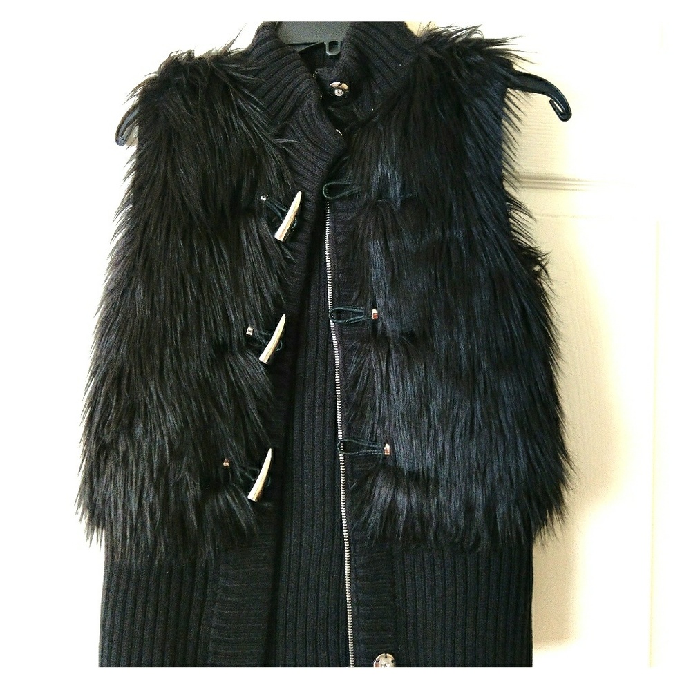 Black faux fur jacket by Michael Kors