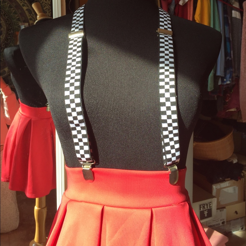 Black and white checkered suspenders ❤️