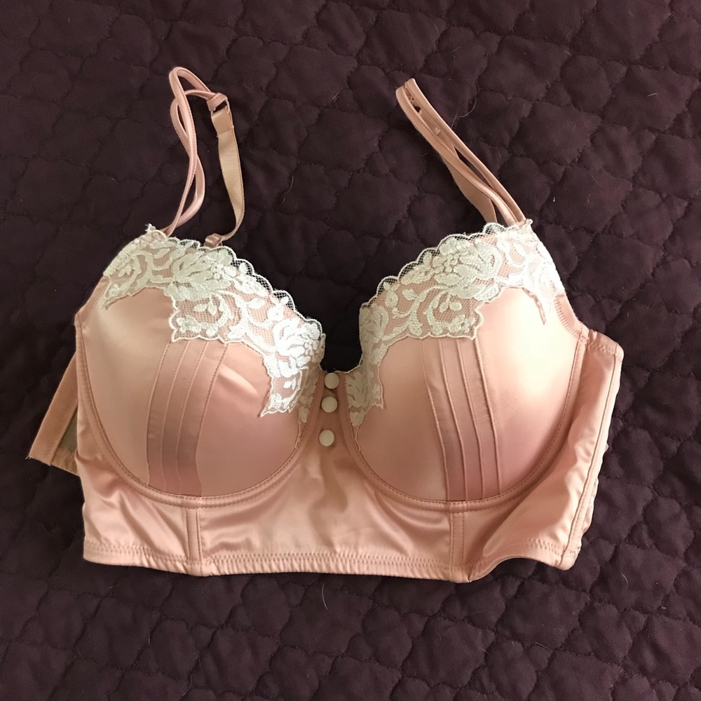 Pink bra with lace detail