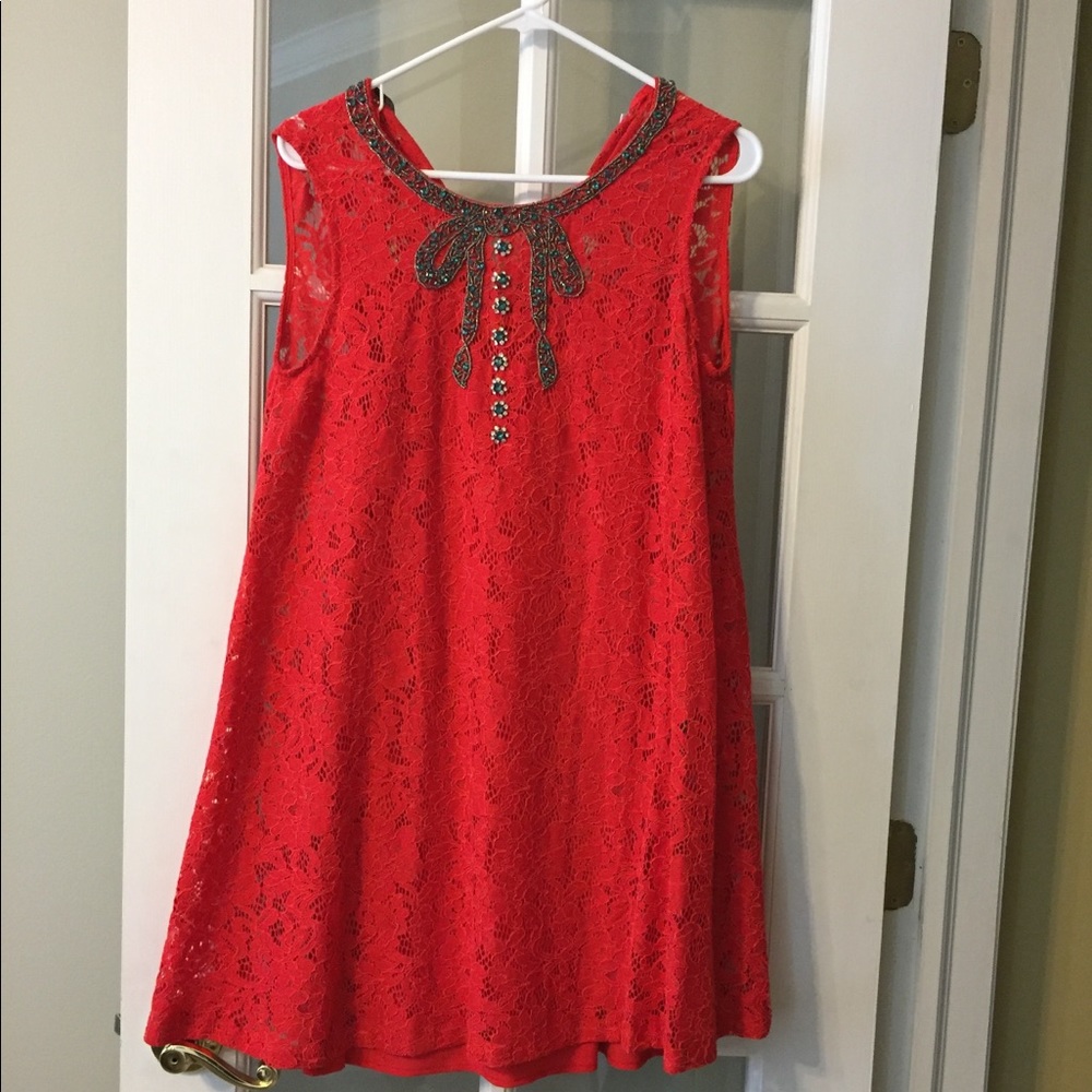 Red lace dress