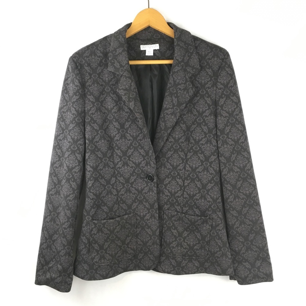 Cotton On Gray And Black Printed Blazer Jacket