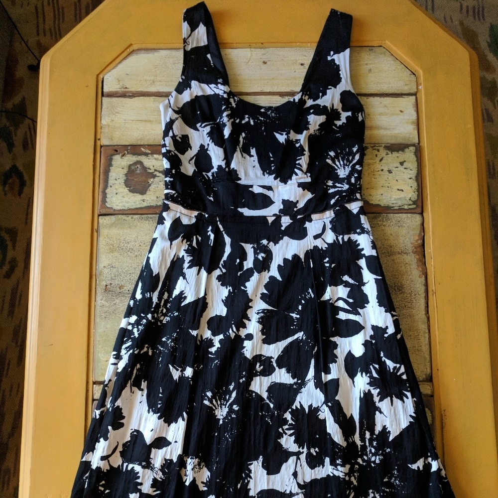 Ann Taylor Black and White Print Dress