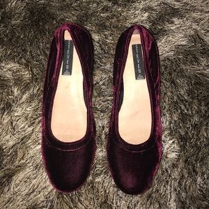 Dark red velvet Steve Madden block heels