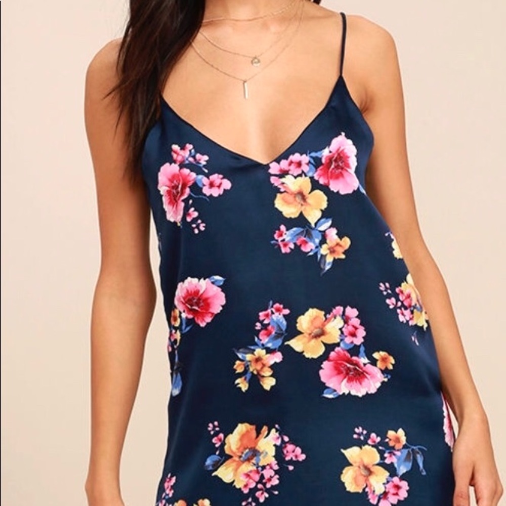 Navy Blue and Floral Night Dress🌹