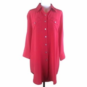 SOLD Soft Surroundings Silk Button Down Red Blouse