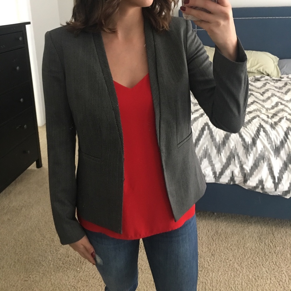 Halogen Trace Black and White Weave Blazer