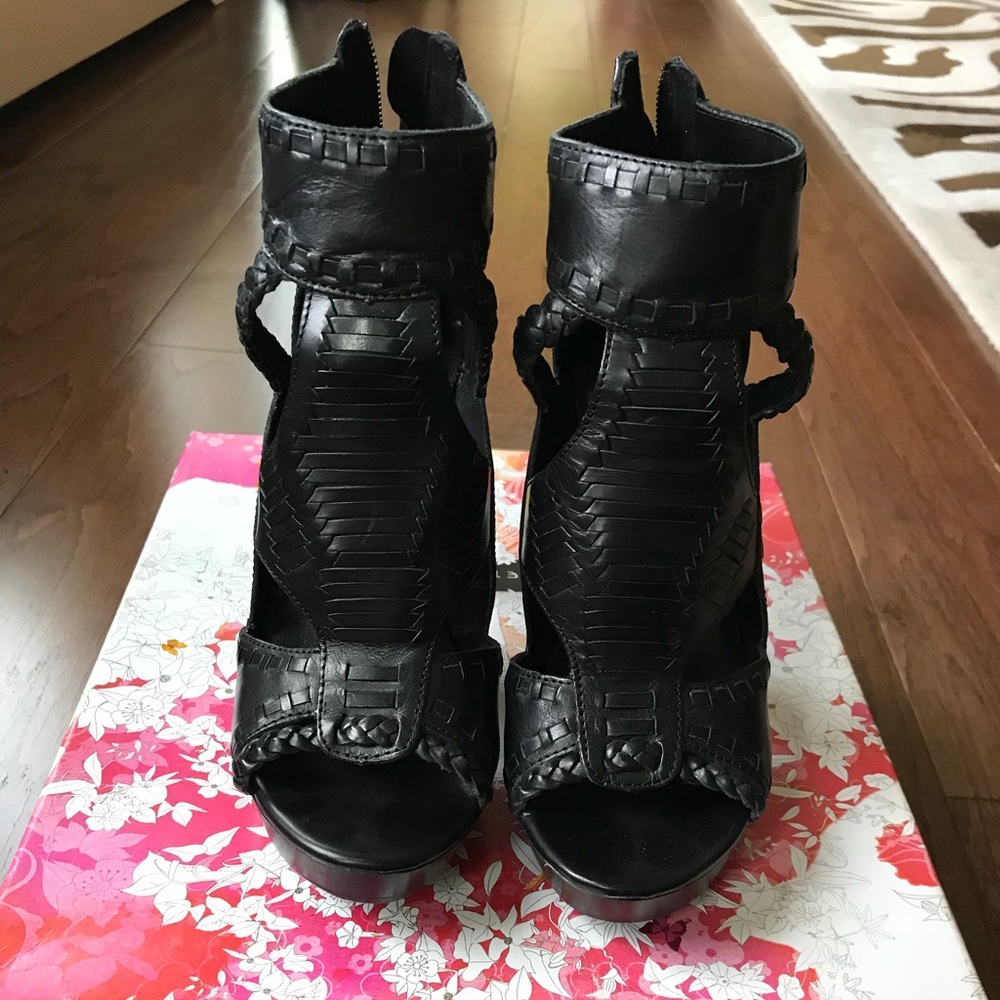 Textured black heels