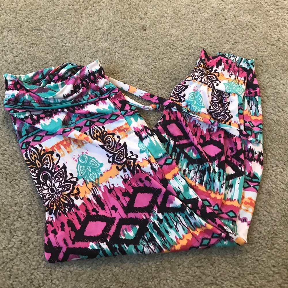 Colorful palazzo pants.