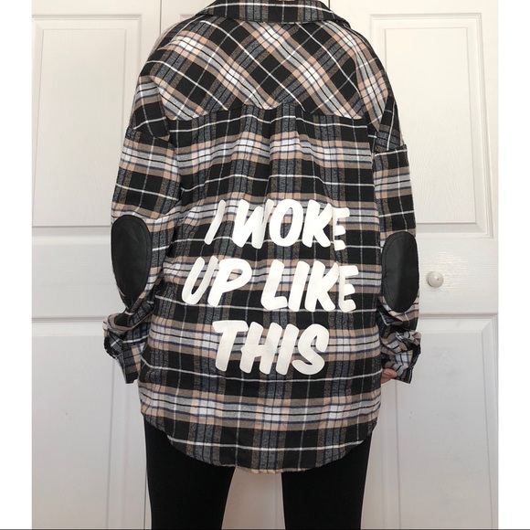 Mystique Boutique Tops - 👡 “I WOKE UP LIKE THIS” Graphic Flannel 👡