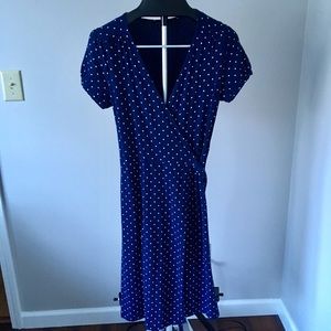 Lands’ End navy polka dot wrap dress - size 2-4