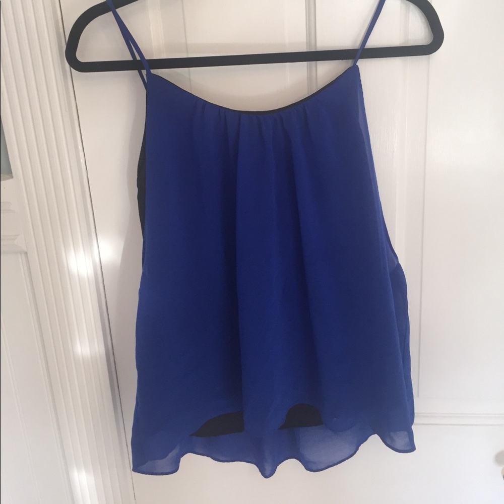 AQUA black and Royal blue sheer tank top