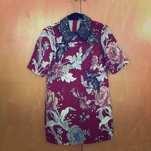 Dress with beaded collar