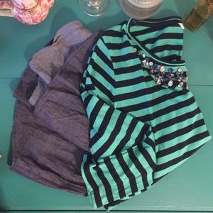 Green and Navy Crown & Ivy Top