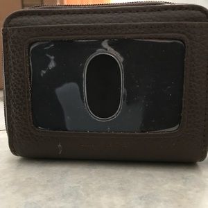 Brown, leather credit card holder.