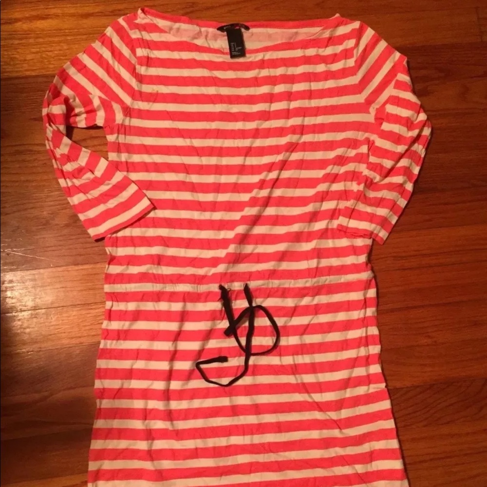H&M pink and white striped dress