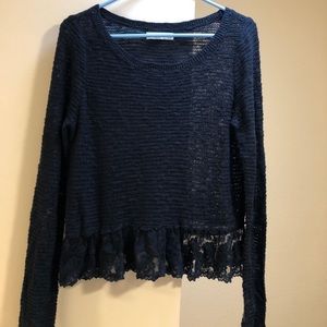 Abercrombie sweater with lace detail on the bottom