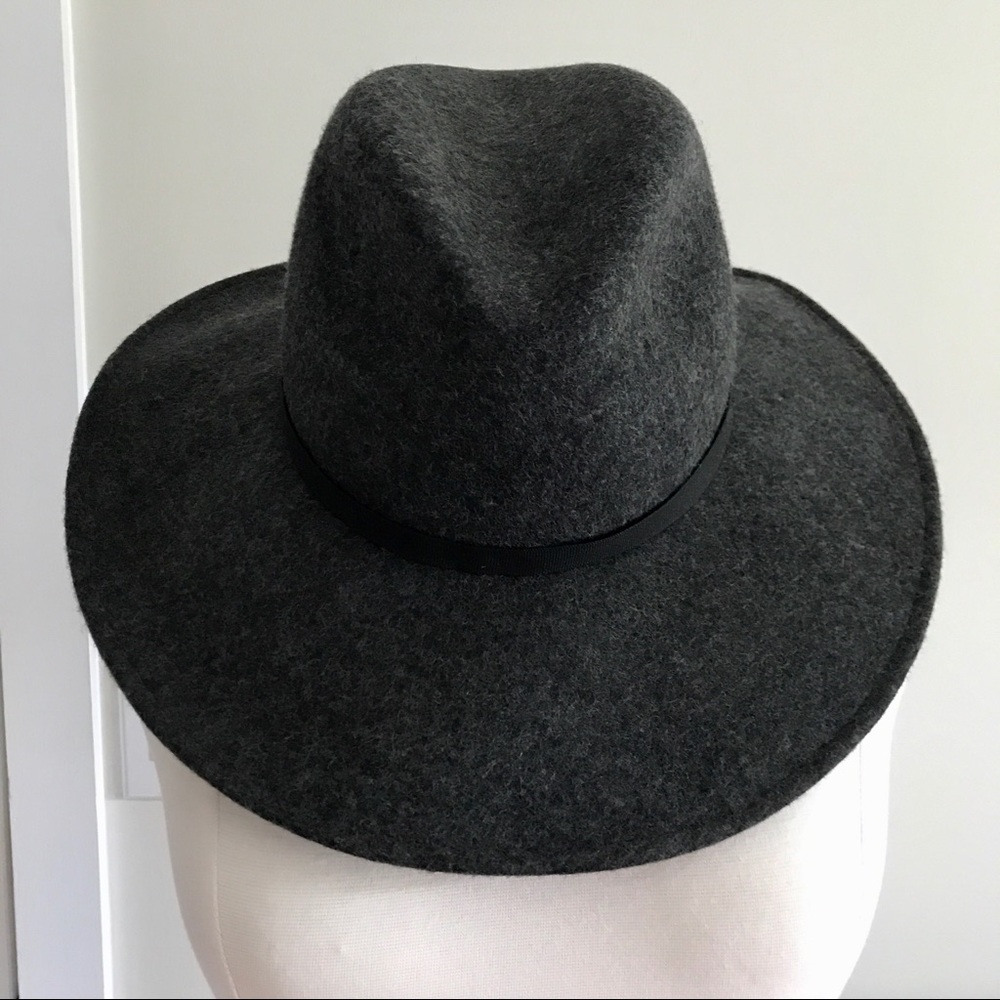 ZARA Gray Wide Brim Wool Fedora Hat