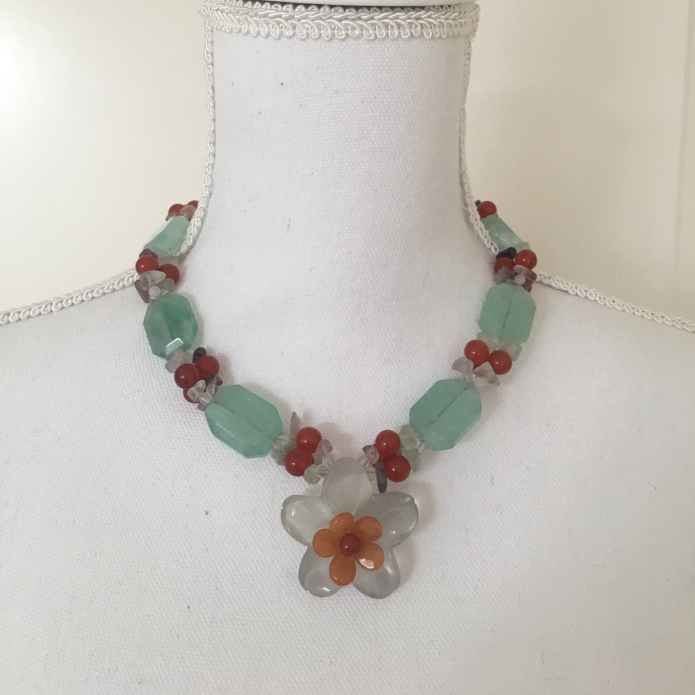 Multi Beaded Flower Necklace
