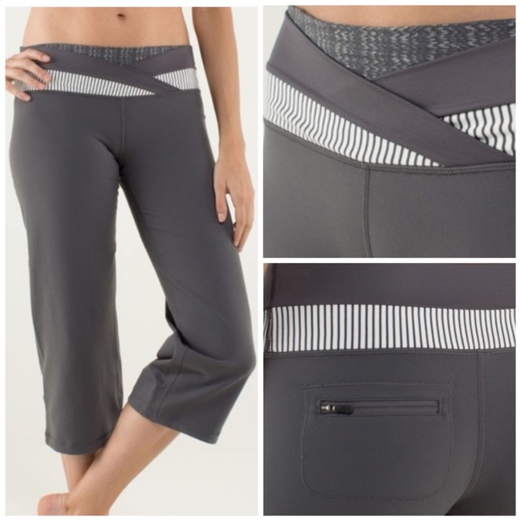 lululemon athletica Pants - Lululemon Dharana Crop Yoga Gray White Striped