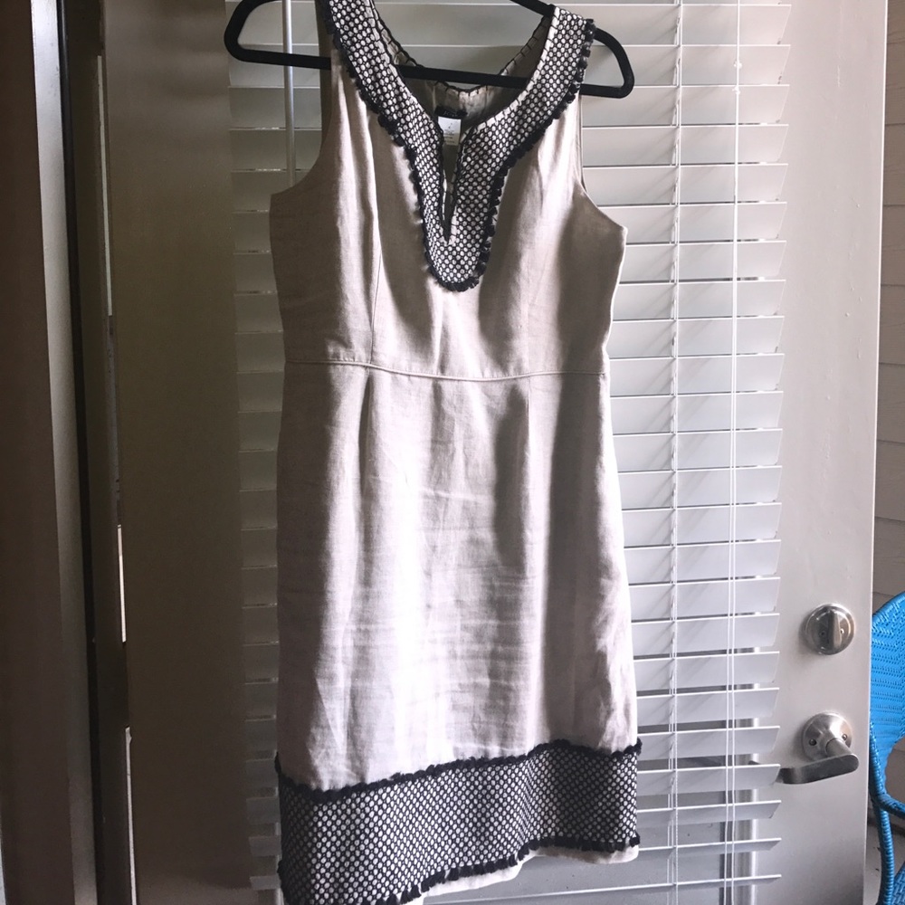 J. Crew Embroidered Linen Dress with Pockets!