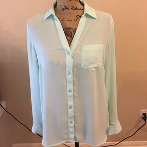 Mint sheer button down top