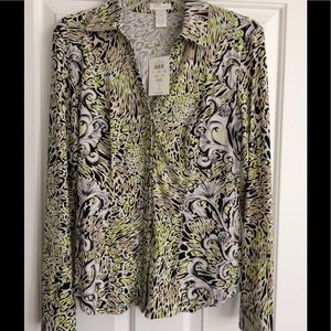 Cache long sleeve blouse: Size Med Pretty print