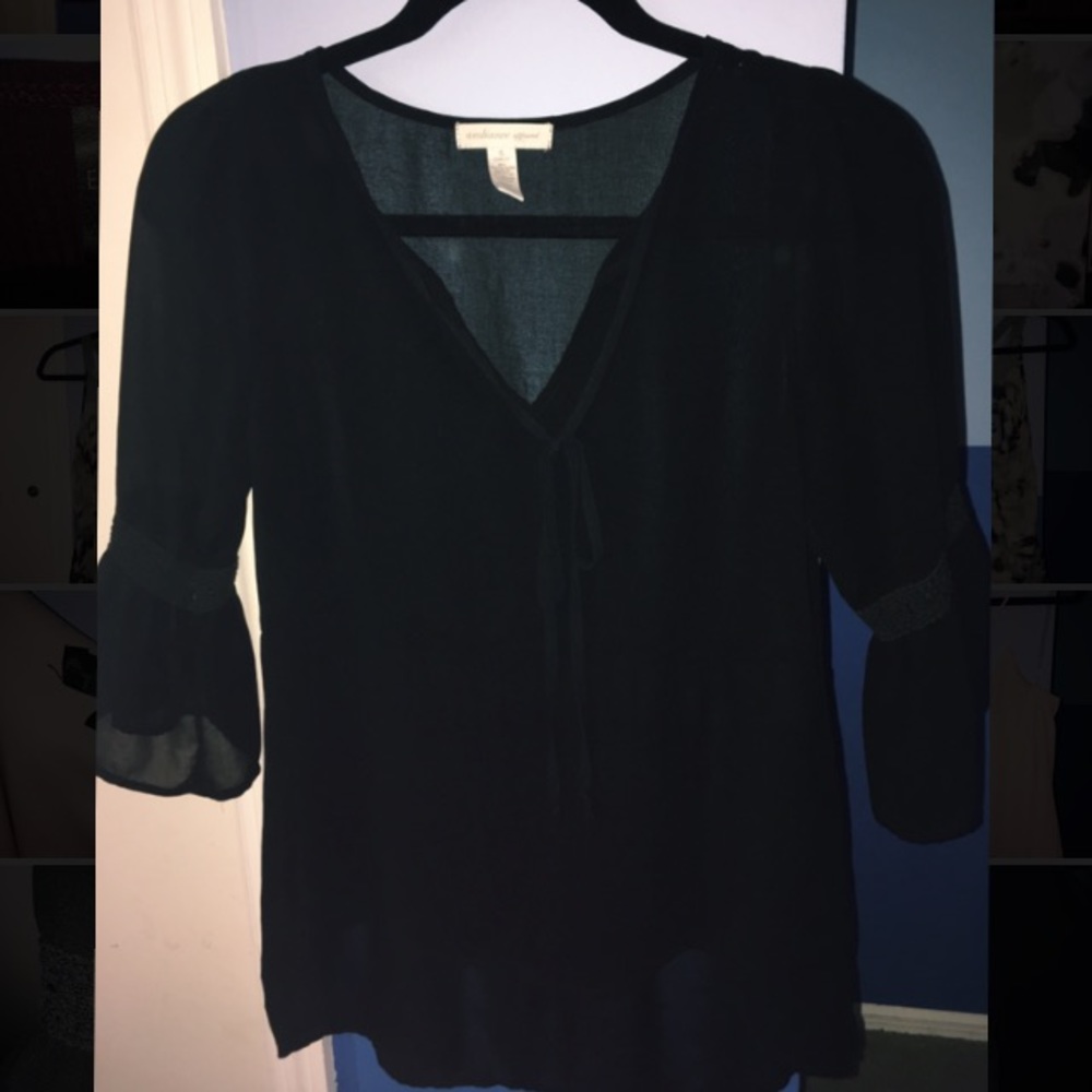 Black Sheer Blouse by Ambiance Apparel