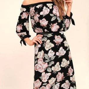 Black Floral Print Two-Piece Maxi Dress🌹