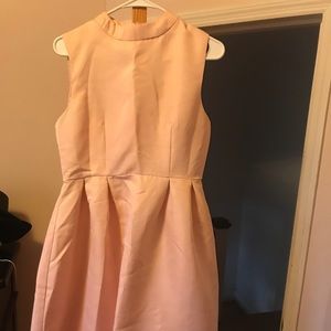 Pink high neck collar dress