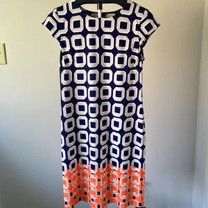Liz Claiborne navy & orange shift dress - size S