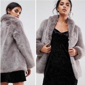 ASOS Gray Coat Vintage Faux Fur
