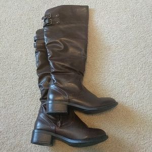 Brown winter boots wide calf