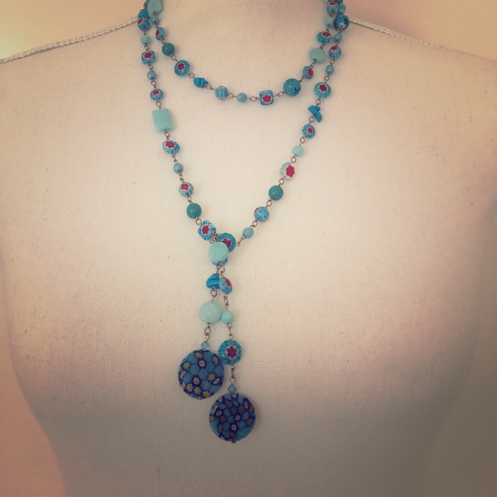 NWOT Adjustable turquoise beaded necklace