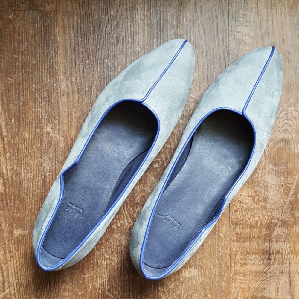 Valas Los Angeles LA Grey Loafer Pointed Flats
