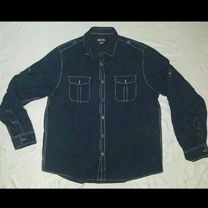 Michael Kors - Men's Large Blue Casual Dress Shirt