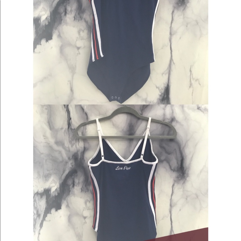 PINK Navy blue striped Victoria's Secret body suit